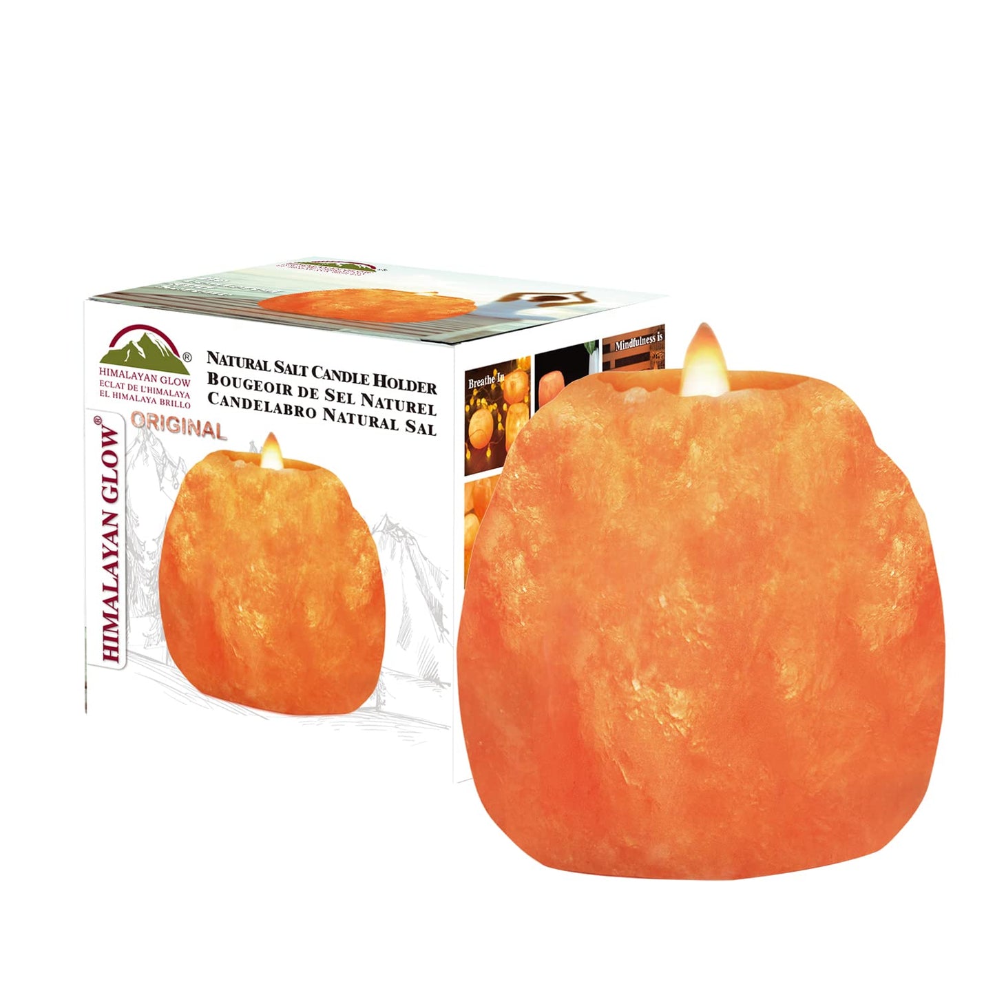 Himalayan Glow Hand Carved Himalayan Salt Candle Holders, Home Decor Item Great as a Night Light (Pack of 2)