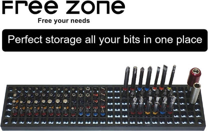 Free Zone Bit Organizer Set (2 PCS, Black) – 158-Hole 1/4 Inch Hex Bit & Drive Bit Storage – Screwdriver Bit Holder (Tools Not Included)
