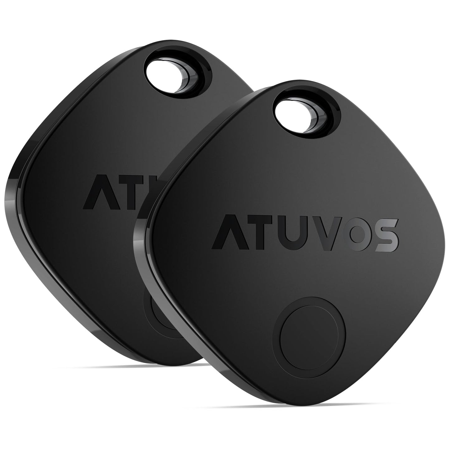 ATUVOS Air Tag Tracker Item Finder-2 Pack, Compatible with Apple Find My (iOS Only), Replaceable Battery, IP67 Waterproof, for Keys, Luggages, Suitcases, Wallets, Bags, Black