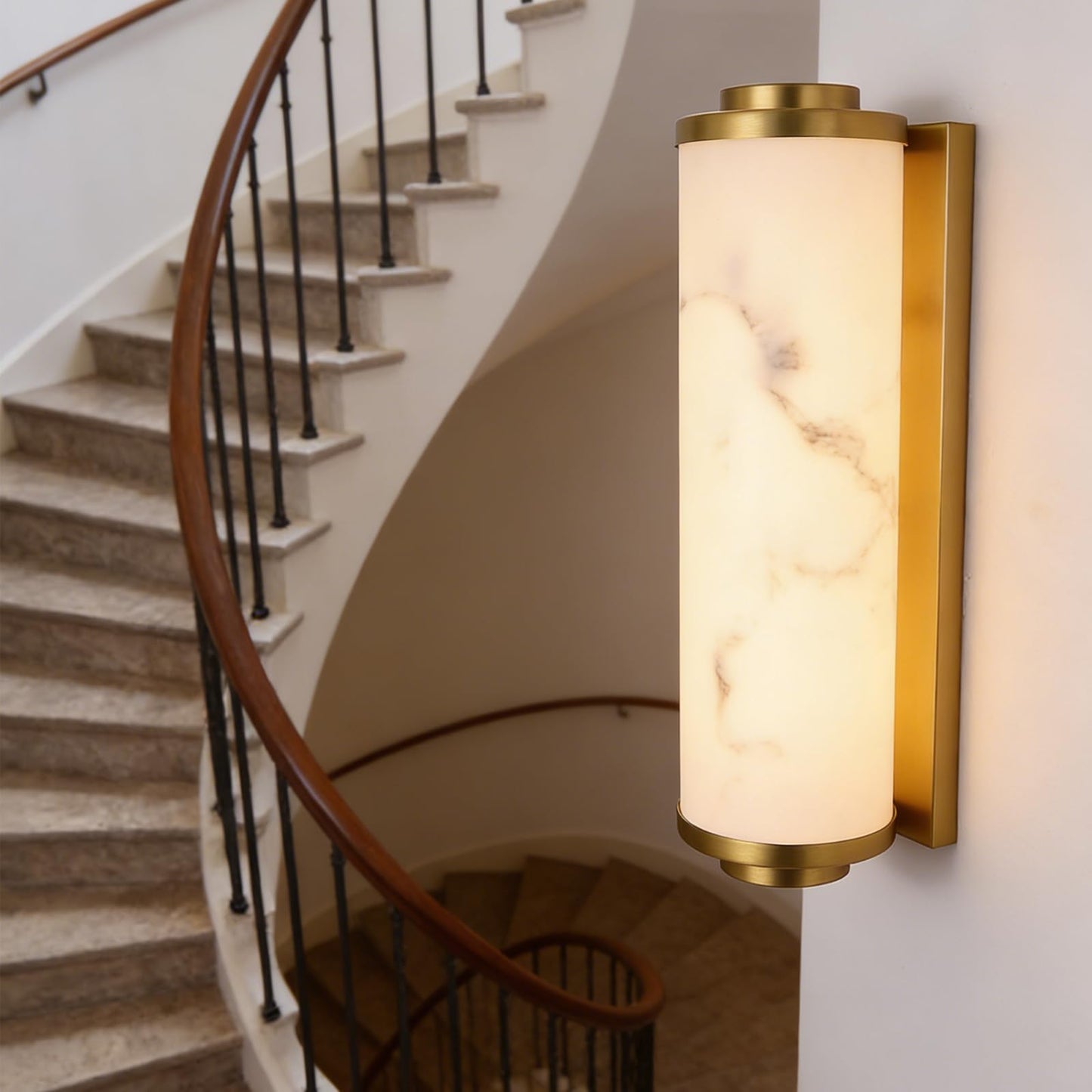 14" Gold Alabaster Wall Sconce, 3000k Warm Indoor/Outdoor Light Led wall Light, Art Deco Wall Lamp for Living Room, Bedroom, Bathroom, Hallway, and Stairs