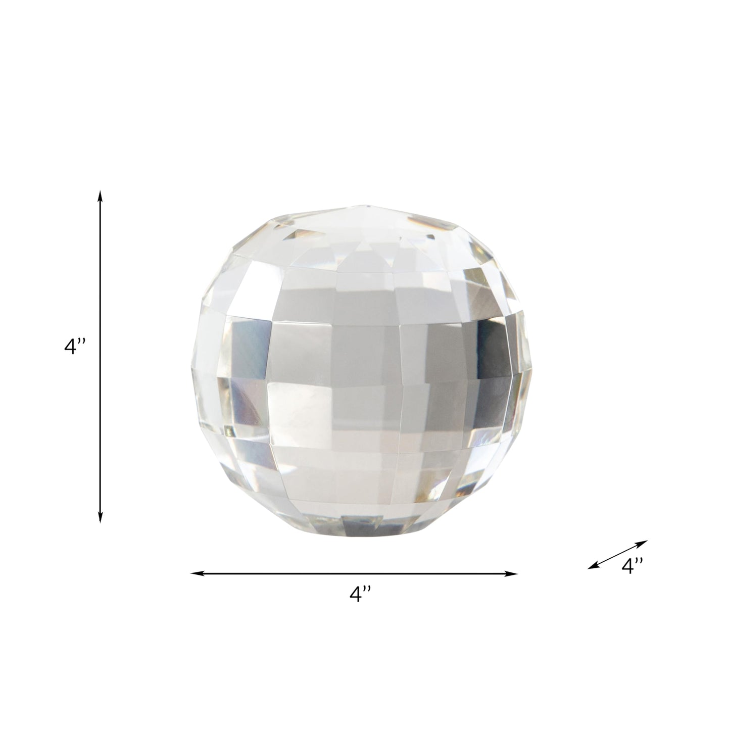 Sagebrook Home Modern Faceted Crystal Glass Orb - Elegant Decorative Accent for Home, Office, Bedroom & Living Room - 4" Clear & Frost