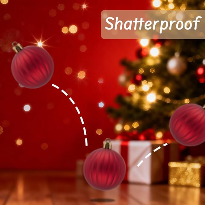 50ct Christmas Balls Ornaments for Xmas Tree, Red and White Shatterproof Christmas Tree Decorations Hanging Ball for Holiday Party Decor(1.57"-2.36")