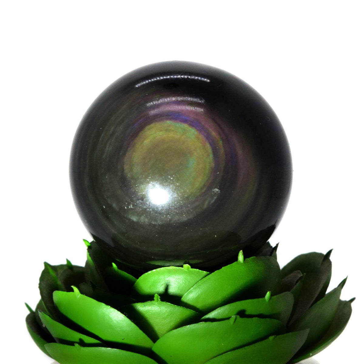 Justinstones Natural Gemstone Sphere Rainbow Obsidian Crystal Healing Chakra Meditation Home Office Decor Stone