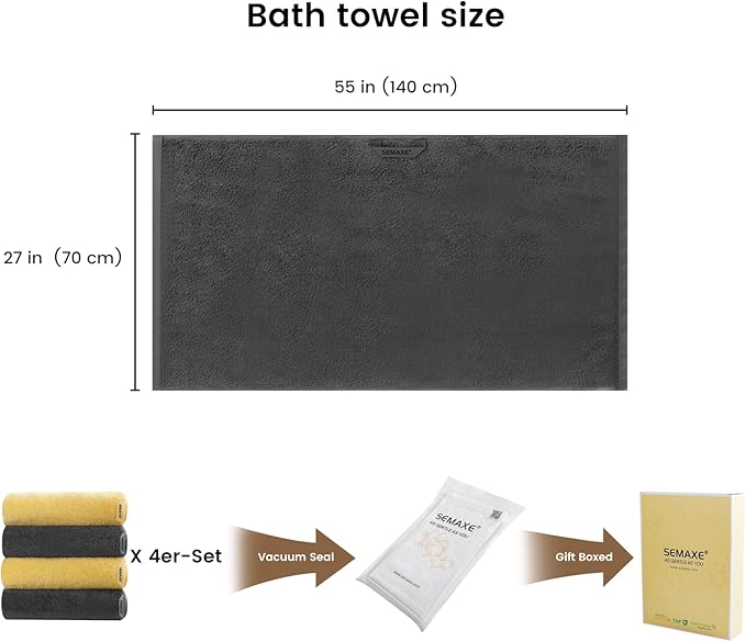 SEMAXE 4-Pack Luxury Bath Towels