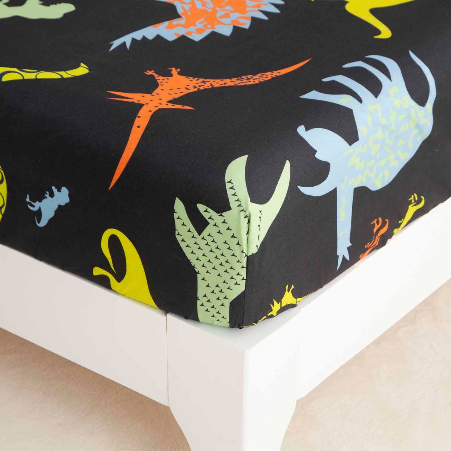 SDY 4 Pieces Dinosaur Sheets Full, Cartoon Dinosaur Full Size Sheets for Boys, Girls, Kids and Toddler, Bed in A Bag Packaged with 1 FittedSheet+ 1 Top FlatSheet + 2 Pillowcases