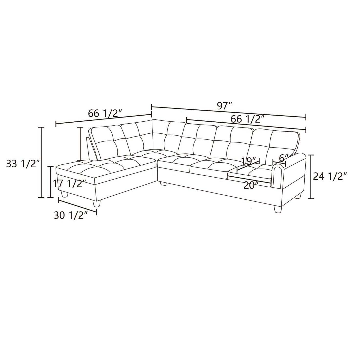 NicBex Sectional Couch L Shaped Couch Sofas for Living Room Living Room Furniture Sets Faux Leather Couch with Chaise and Back Cushions for Living Room and Apartment, Silver Grey
