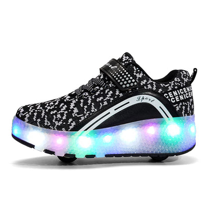 Nsasy Roller Shoes Girls Boys Wheels Sneakers Led Light up Sport Shoes Roller Skates Best Gift