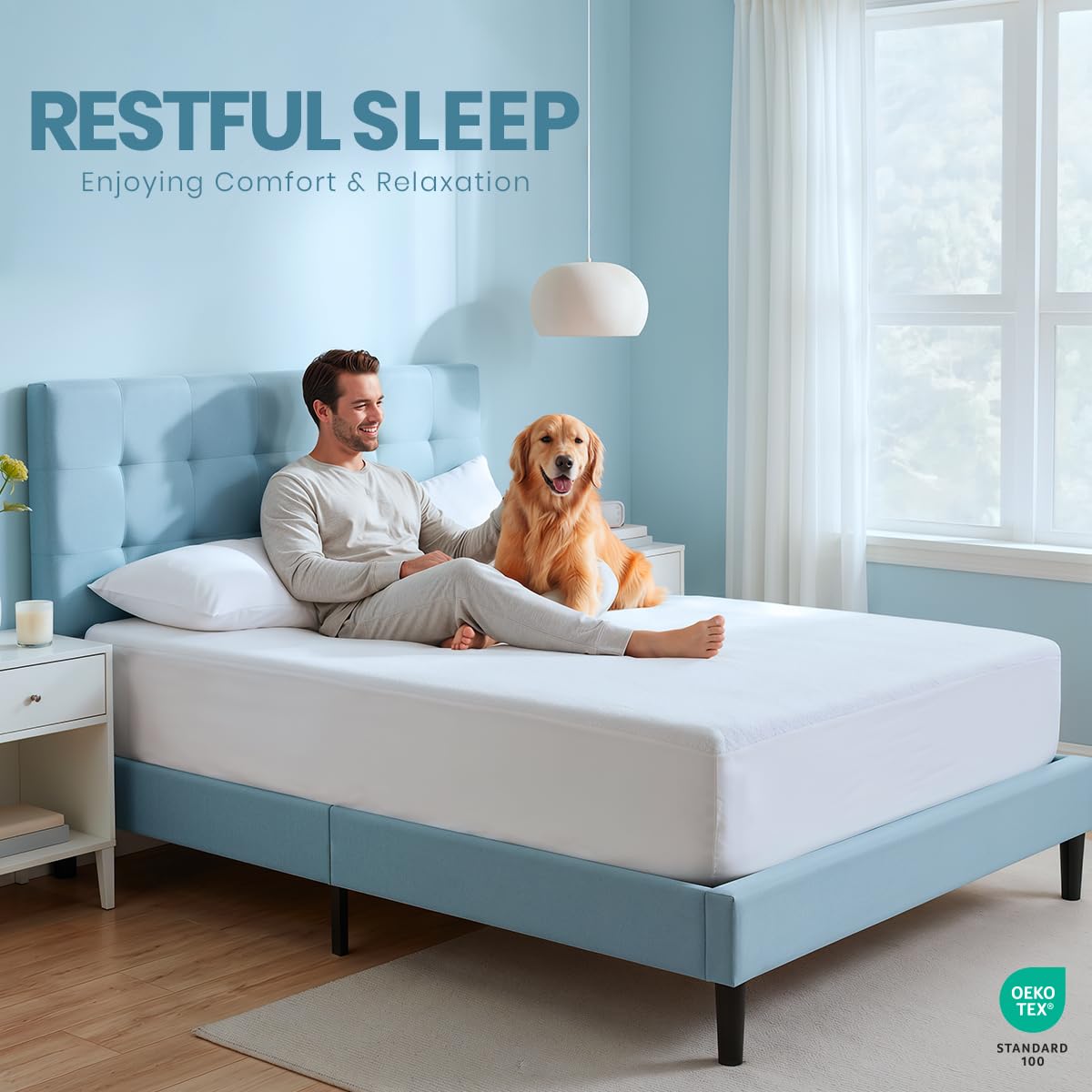 Twin Size Mattress Protector Waterproof, Premium 200 GSM Terry Mattress Cover, Soft & Breathable Bed Cover, Fitted Sheet Style Stretchable Deep Pockets 15" by Utopia Bedding (White)