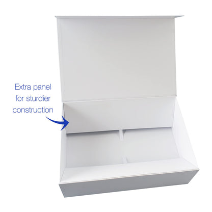 5PC Gift Boxes with Lids 10"x6.7"x2.8" - Matte, Collapsible Magnetic Closure Gift Box for Presents - Groomsmen & Bridesmaid Proposal Boxes, Wedding, PR, Birthdays, Holidays - White