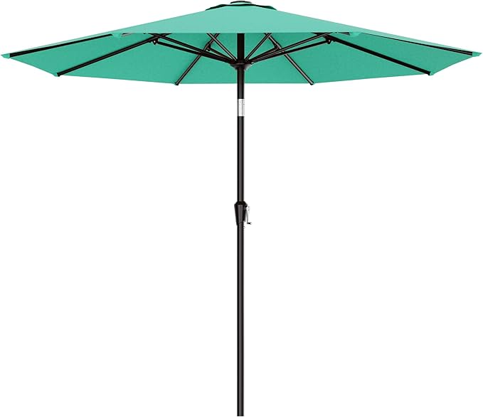 AreShark 9 FT Patio Umbrella for Outdoor, Outdoor Umbrella with Push Button Tilt and Crank, Outdoor Patio Umbrellas with 8 Sturdy Ribs for Market, Garden, Deck, Backyard, Pool (Peacock Blue)