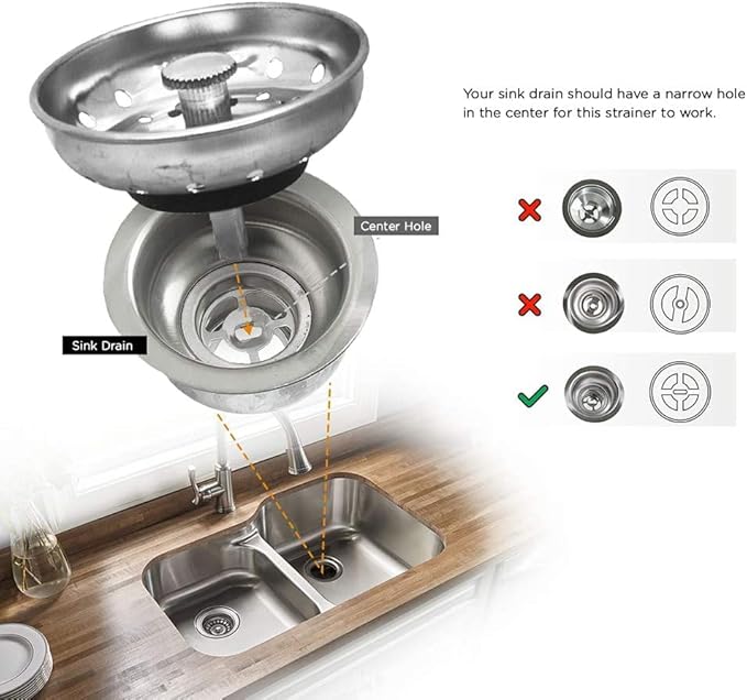 Highcraft FAUC97333-2 Kitchen Sink Basket Strainer Replacement