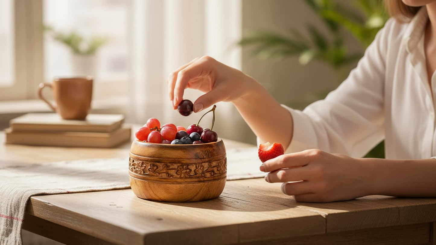 Beautiful Handmade 5 x 3" Decorative Mango Wood Snack Serving Bowl For Dry Fruits Chips Coffee Table Countertop Display Key Bowl Tableware Kitchen Living Room Home Decor Accents Dinnerware (Antique)