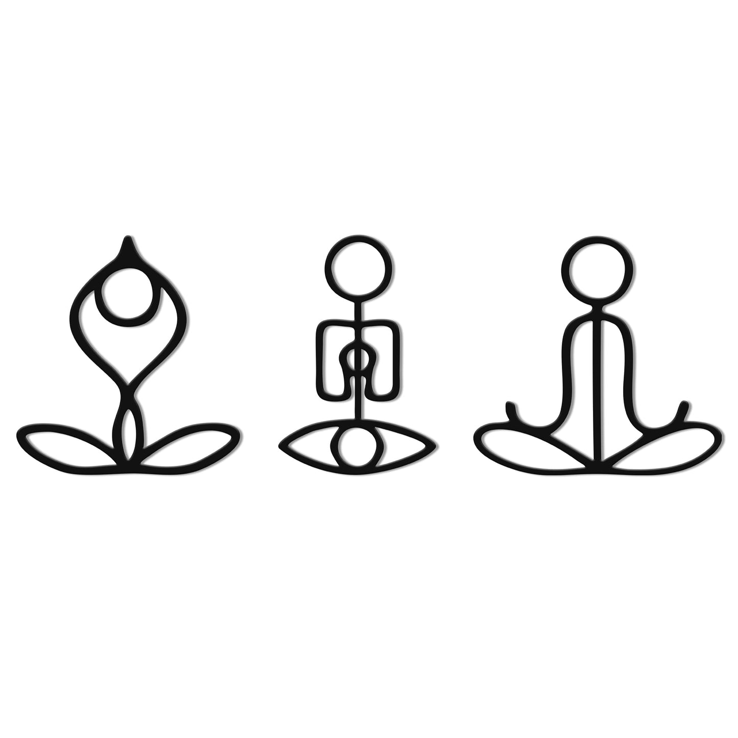 Slickss Zen Wall Art 3-Piece Set - Yoga Pose Metal Sculptures for Meditation Room & Spa Decor, Namaste Calming Wall Art for Yoga Gifts Women, Chakra & Buddha Decor