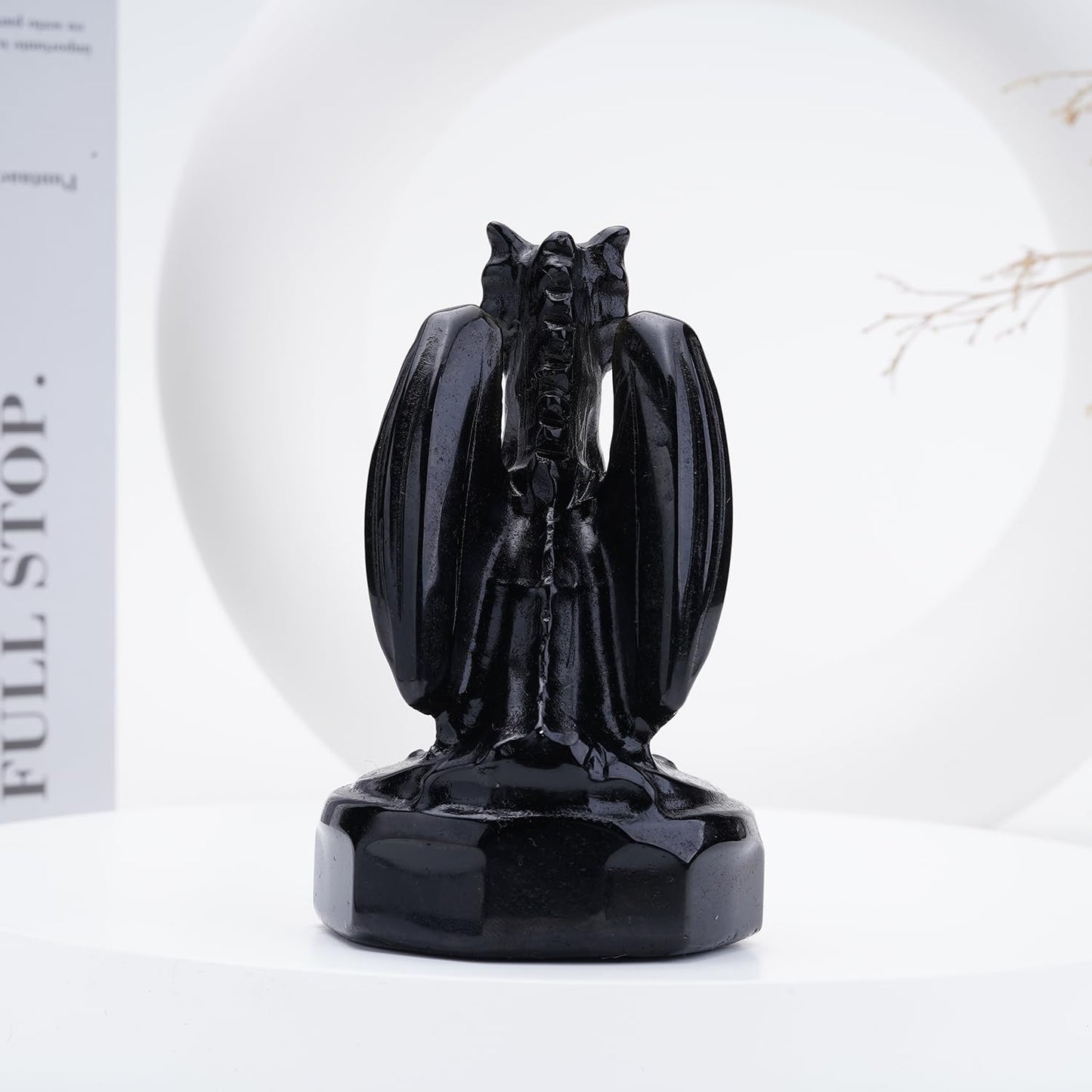 Bmuafry Natural Dragon Crystal Sculptures and Statues Hand Carved Reiki Healing Stone Statue Healing Home Office Art Room Decoration Collectible Ornaments (Obsidian, Flying Dragon)