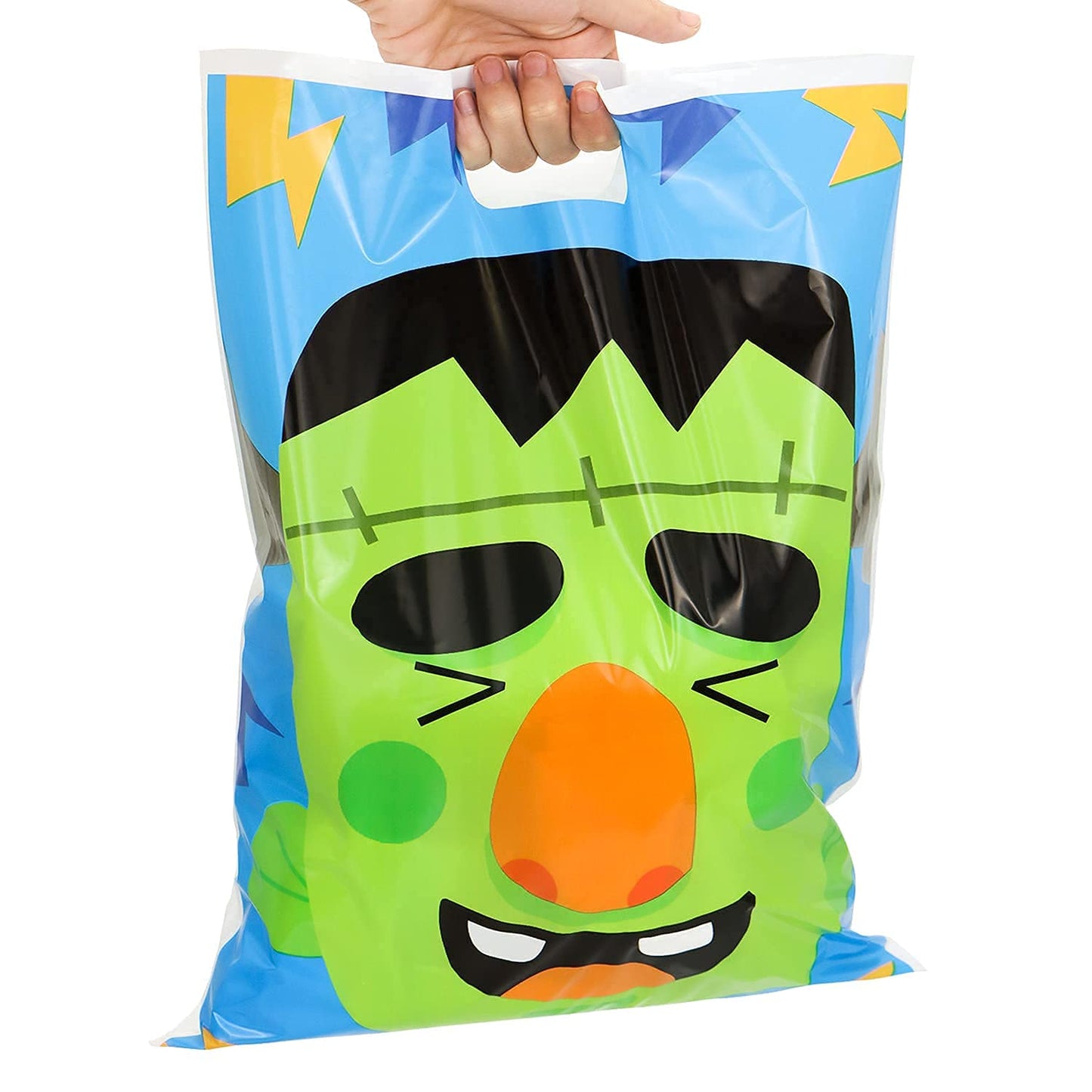 JOYIN 72 Pcs Halloween Goodie Bags with 6 Designed Characters, Trick or Treating Plastic Treat Bags for Kids Party Favors, Treats Party Supplies