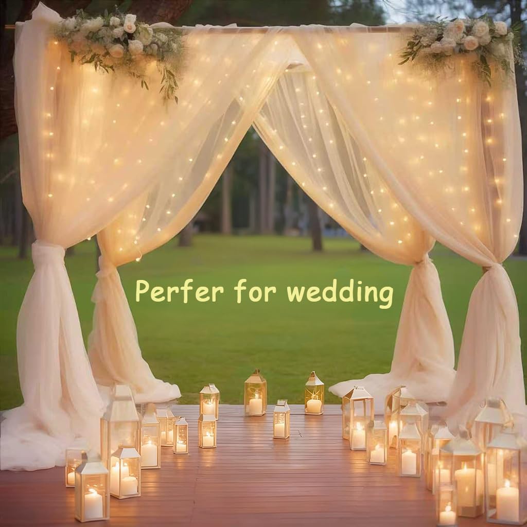 Honche 300Led Fairy Curtain String Lights 10x10ft with Remote Window Lights for Bedroom Wedding Party Festive Season Propose Christmas Decoration(Warm White)