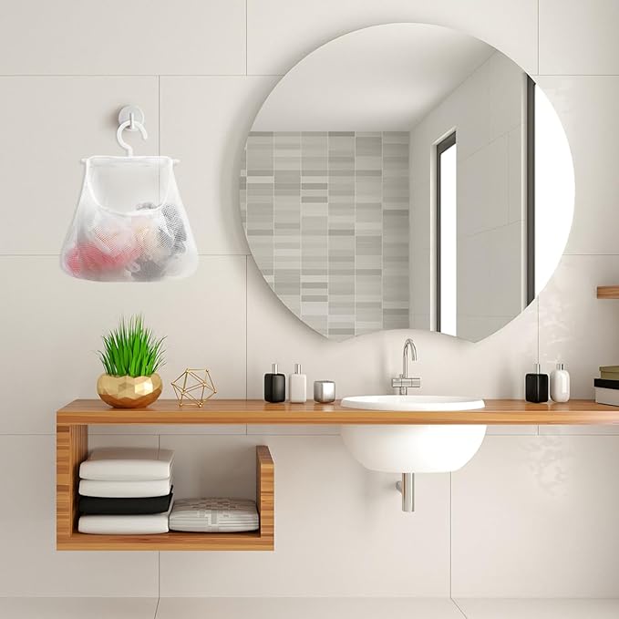 Mesh Storage Hanging Bag with Swiveling Hook