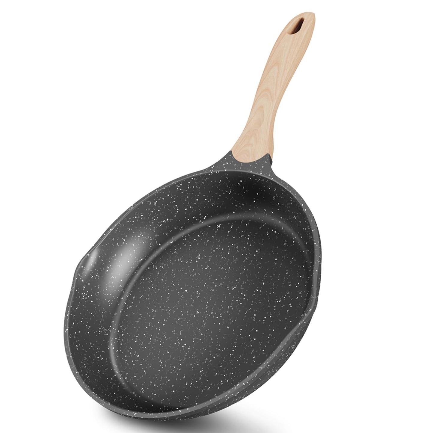 JEETEE 8 Inch Nonstick Frying Pan, Stone Coating Cookware, Nonstick Omelette Pan with Heat-Resistant Handle, Induction Skillet for Eggs (Grey)