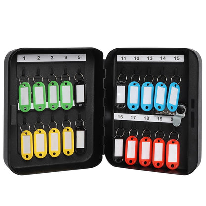 Decaller 20 Key Storage Lock Box with Code, Wall Mount Metal Security Key Cabinet with Combination Lock, 7.87" x 6.30" x 2.95", Black