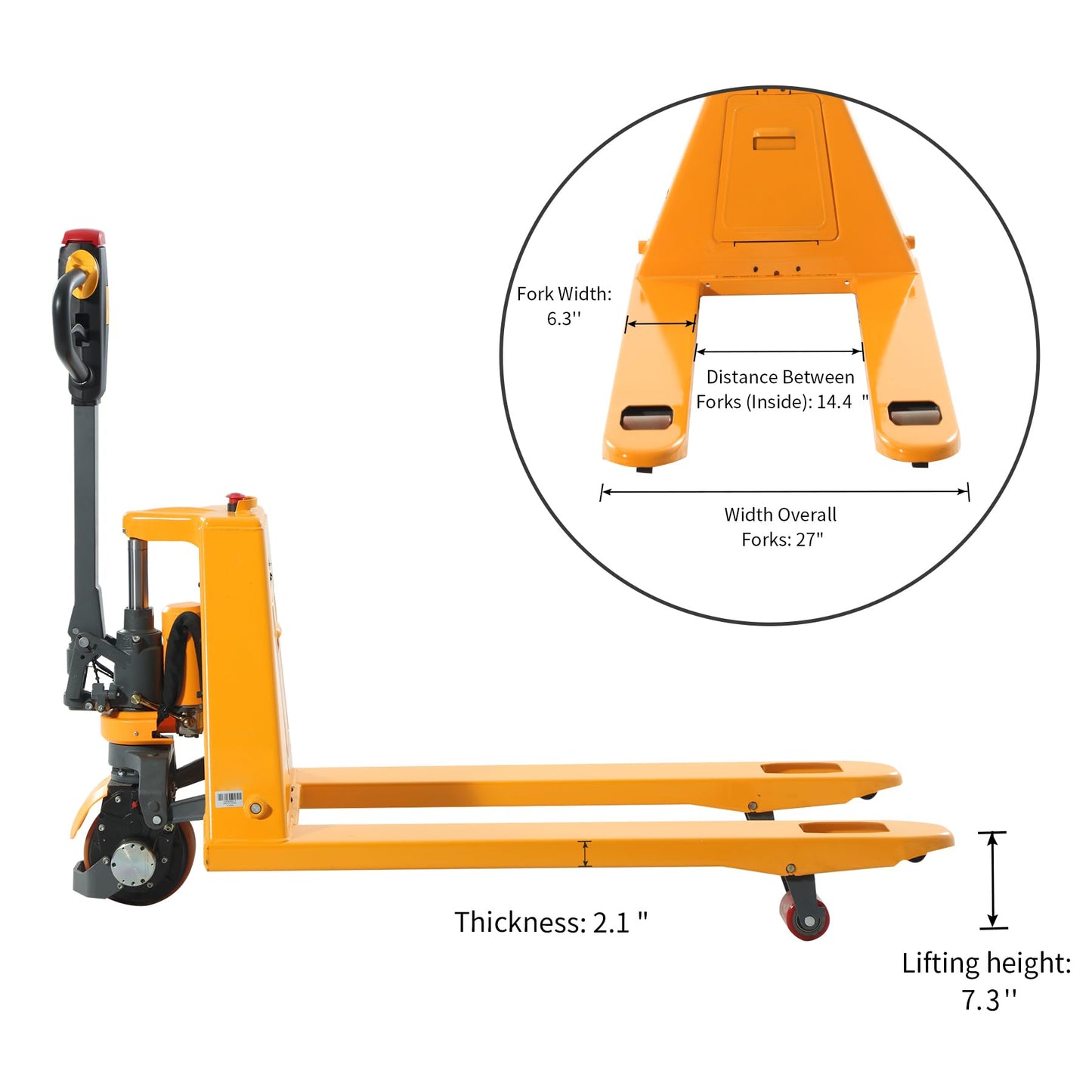 APOLLO Full Electric Pallet Jack 3300 lbs Capacity, 48" x 27" Forks, Powered Pallet Lift Truck, Li-ion Battery for Indoor Storage and Material Handling-2PC