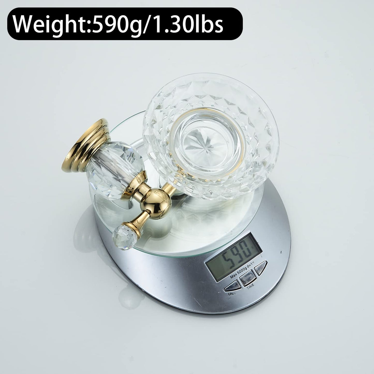 WOLIBEER Crystal Soap Dish Holder, Polished Gold Shower Soap Holder Stainless Steel Soap Saver Tray for Bathroom Wall Mounted