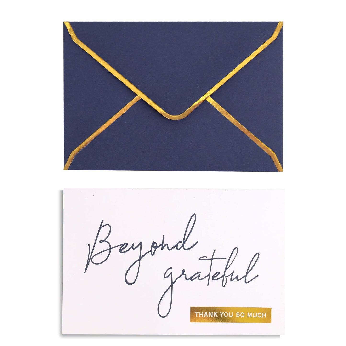 Navy Beyond Grateful Thank You Cards with Envelopes - 36 PK - Navy Thank You Notes with Gold Foil Letterpress 4x6 Inches Blank Note Cards for Business Graduation Wedding Baby Shower Funeral Sympathy