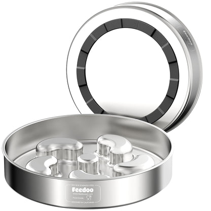 Slow Feeder Dog Bowl, Double Wall Food Grade Stainless Steel, Heavy Duty with Non-Slip Rubber Base, 2Cups Capacity for Medium Dogs to Slow Down Eating