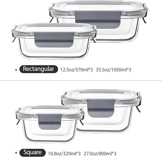 24 Pieces Glass Food Storage Containers