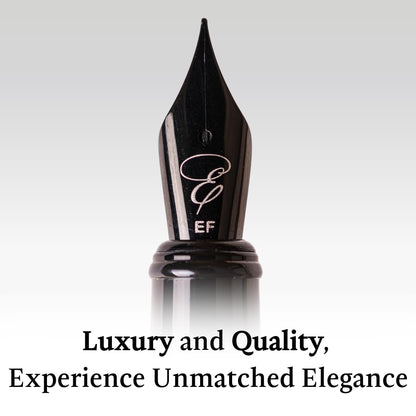Ellington Pens Luxury Wood Fountain Pen Set – Fine Nib - Includes 6 Ink Cartridges, Wooden Pen Gift Box, Ink Converter - Wood Pen For Writing, Calligraphy, Journaling, Drawing (Ebon Elegance)