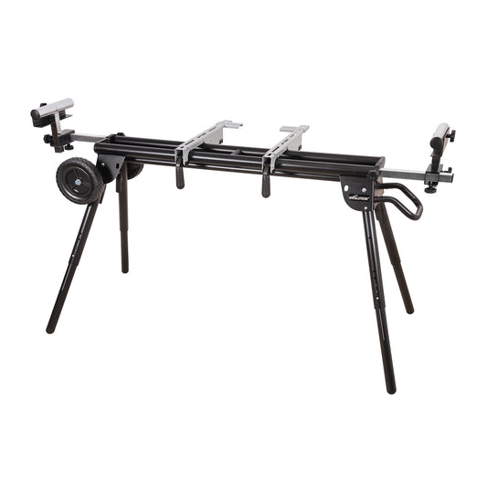Evolution Power Tools Miter Saw Stand PLUS - Compact Folding Stand with Extendable Arms, Large Wheels, Universal Fittings for Most Brands Evolution, Makita, DeWalt, Bosch, Ryobi, Einhell and Metabo