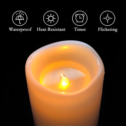 Homemory 10” x 4" Waterproof Outdoor Flameless Candles - Battery Operated Flickering LED Pillar Candles for Indoor Outdoor Lanterns, Long Lasting, Large, Set of 2