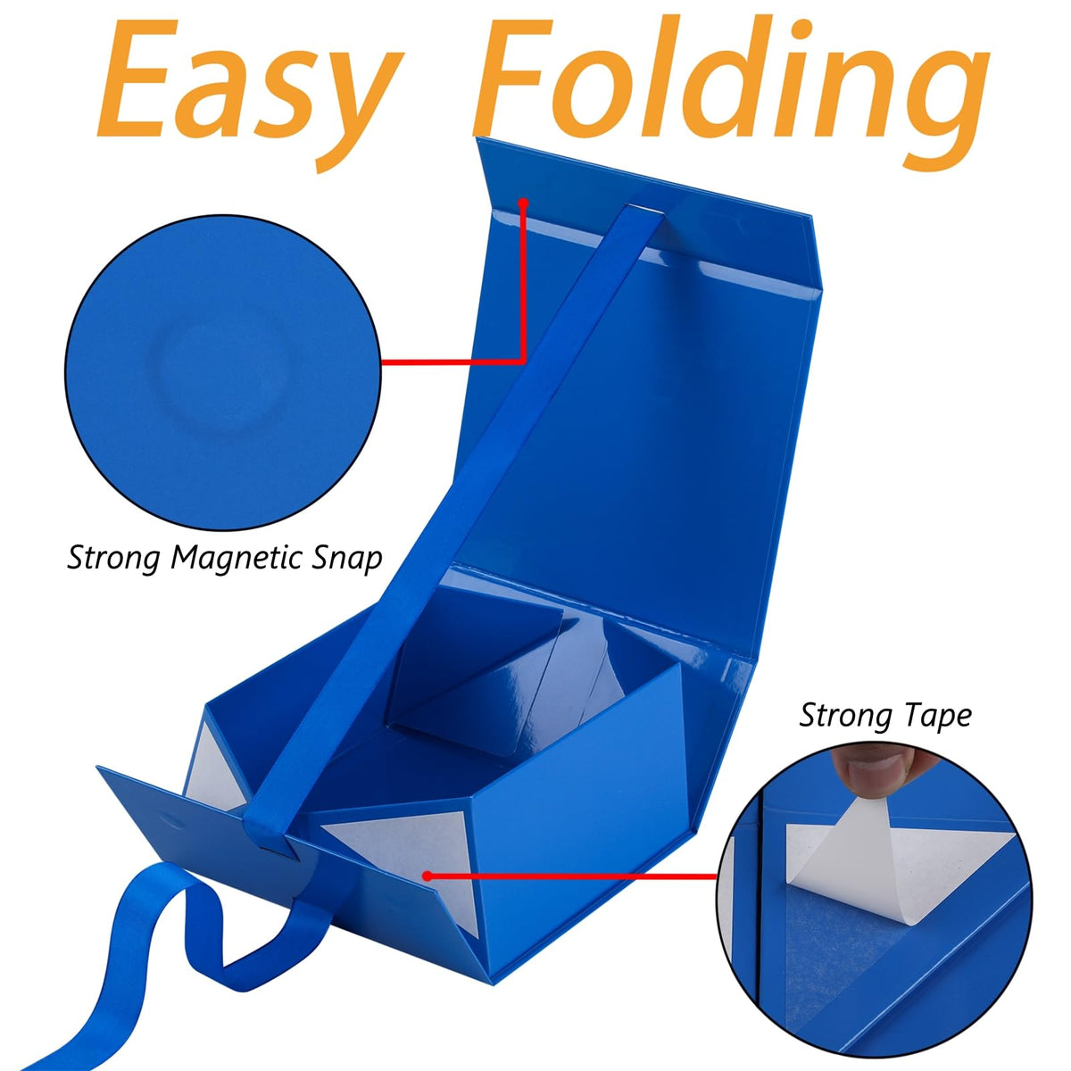 OEMVALATY Blue Gift Box,10x10x5 Inches Gift Boxes with Lids for Presents with Magnetic Closure and Ribbon for Wedding,Storage,Birthday