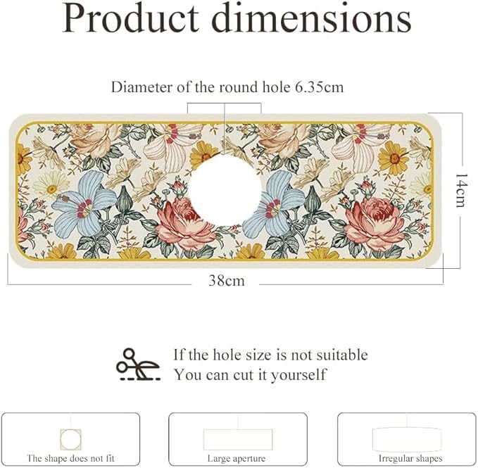 2pcs Fantasy Style Faucet Draining Mat, Faucet Absorbent Mat