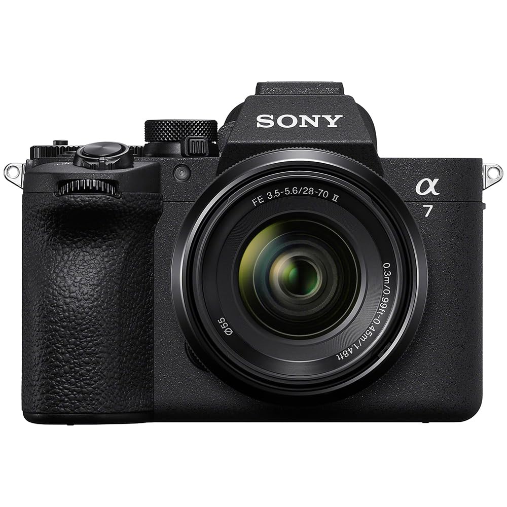 Sony ILCE-7M5M/B a7 V Full-Frame Mirrorless Camera with 28-70mm II Lens Bundle with Flash Speedlight, 72" Monopod, Wrist Grip Strap, 64GB Card, Corel Photo Video Suite, Deco Photo Camera Bag + More
