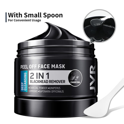 JVR Peel Off Face Mask, Blackhead Remover Mask for Men, Charcoal Peel Off Black Mask, Facial Mask Purifying and Deep Cleansing for All Skin Types 4.23 OZ