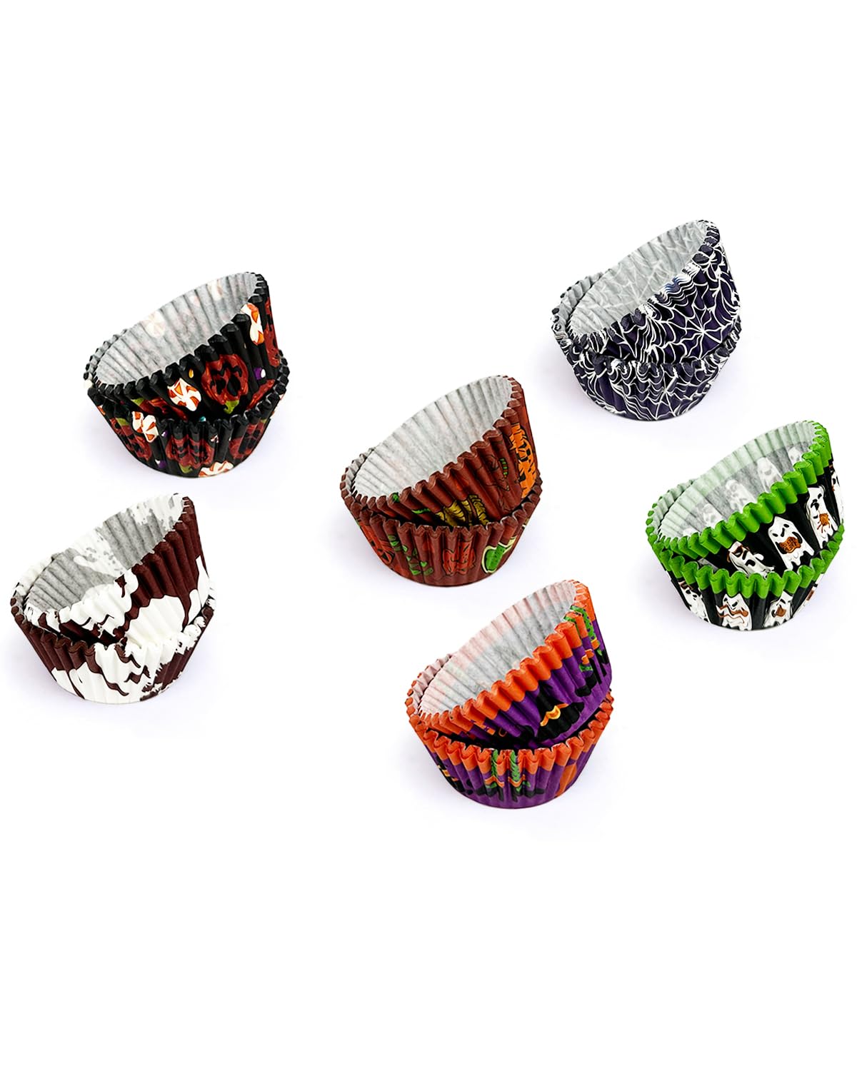 qiqee Halloween 300-Count Cupcake Liners Standard Cupcake Cups 6 Design Cupcake Papers Baking Cups Cupcake Wrappers for Halloween (Standard Size)