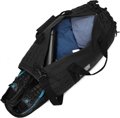 QT&QY 40L Military Tactical Duffle Bag For Men Sport Gym Fitness Tote Travel Training Workout With Shoe Compartment Basketball Football Weekender