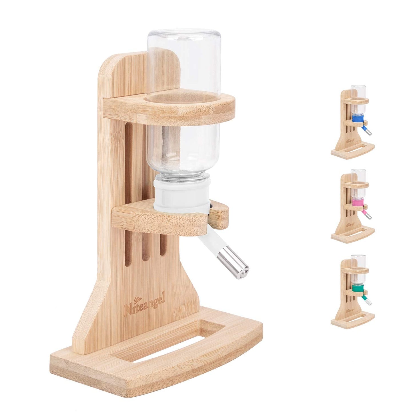 Niteangel Water Bottle with Stand for Syrian Dwarf Hamsters Gerbils Mice Rats Degus Small pet Rodents (White)