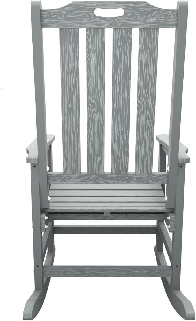 Oversized Rocking Chair Set of 8, Outdoor Rocking Chair for Adults, All Weather Resistant Porch Rocker for Lawn Garden, Grey