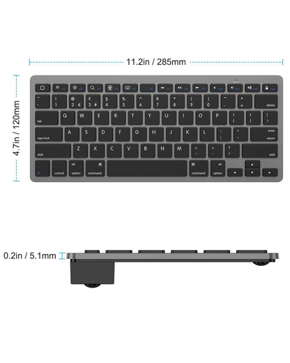 OMOTON Bluetooth Wireless Keyboard for iOS Compatible with iPad Pro/Air/Mini, iPhone and More, UK QWERTY Keyboard Layout, Space Grey