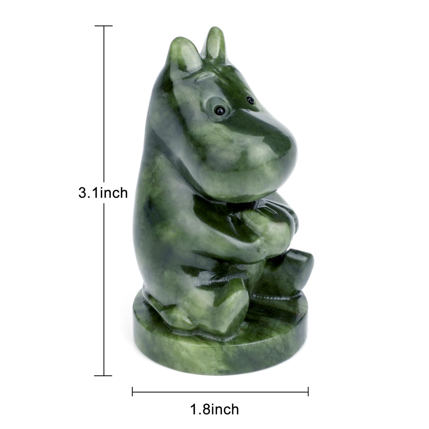 gemshan Hippo Statue, Natural Green Jade Sculpture, Hippopotamus Animal Figurine, Home, Office Desk, Entryway Table Decor