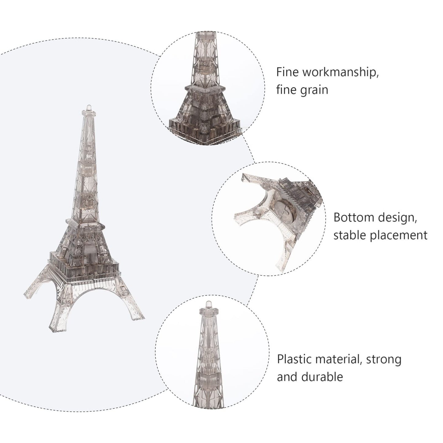 Toyvian Transparent Eiffel Tower 3D Crystal Puzzle Decorative Jigsaw Building Block Model Educational Toy for Toddlers Hands-on Matching and Recognition 1 Set