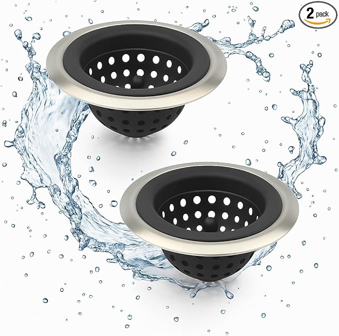 Mi hogar Sink Drain Strainer 2 Pack, 4.5” Wide Rim Silicone Kitchen Sink