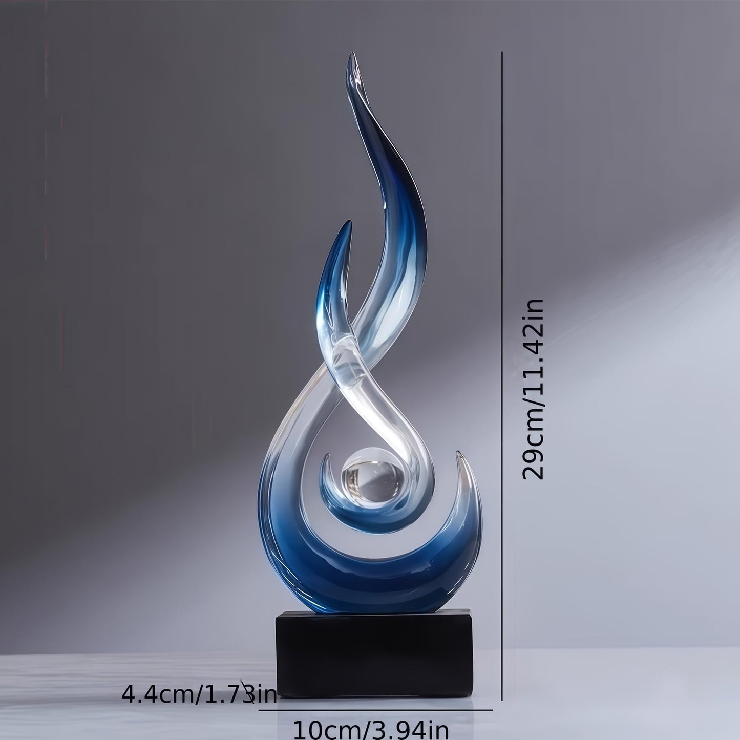 XGZY 15inch Flame Sculpture: Resin Flame Shaped Art Decoration, Suitable for Home, Wine Rack, Office, Bookshelf (Blue Gradient)