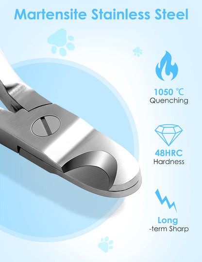 Gobeigo Dog Nail Clippers with Nail File, Professional Heavy Duty Dog Nail Trimmer, Full Martensite Steel Razor Sharp Blade Best for Large Dogs/Thick Toenail Pets/Old Cat, Ergonomic Non-Slip Handles
