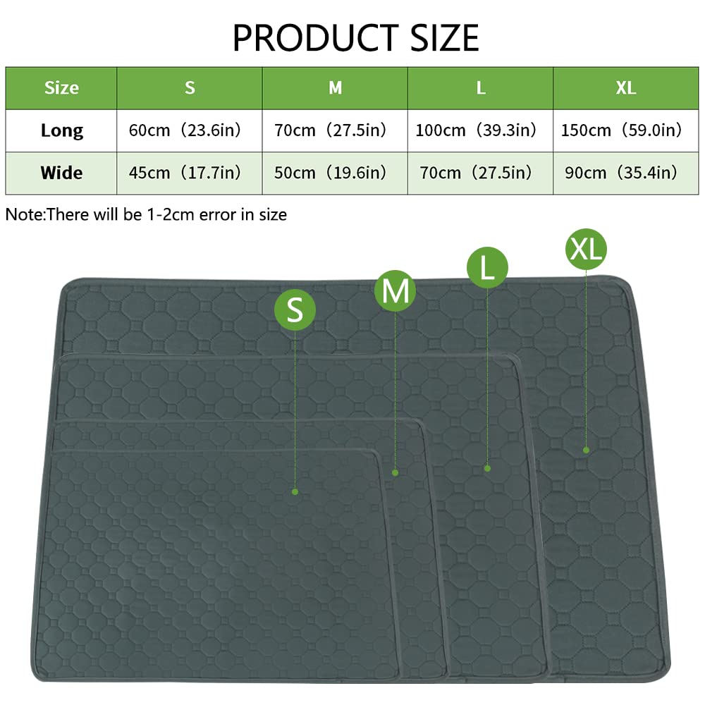 EASTLION Washable Dog Mat,Non-Slip Reusable Puppy Pads for Dogs,Super Absorbent Waterproof Dog Mat Pee Pads for Dogs for Indoor Outdoor Car Travel for Dogs,Cats(39.3x27.5 inch 1 PCS) L-Grey