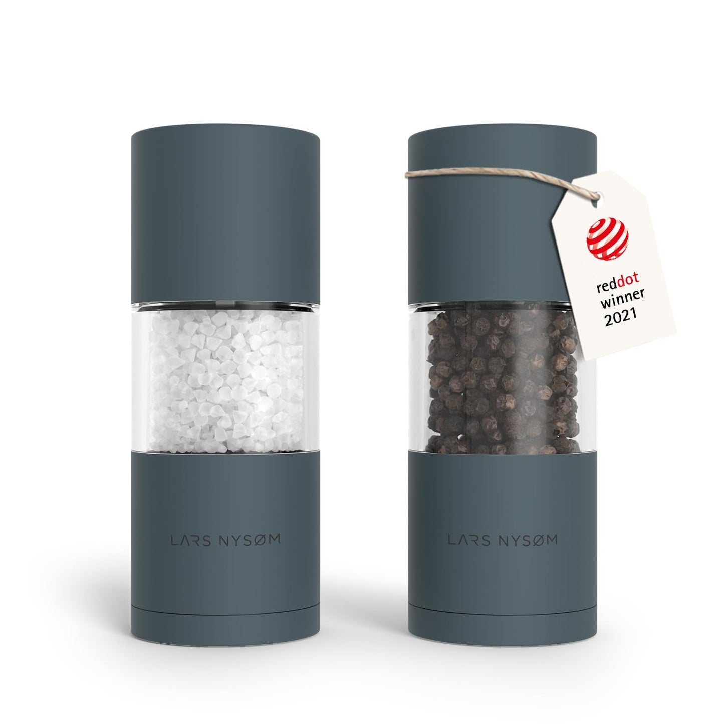 LARS NYSØM Salt and Pepper Grinder Set, Manual Salt and Pepper Mills with Adjustable Ceramic Grinder, Design Spice Shaker Set (Stone Blue)