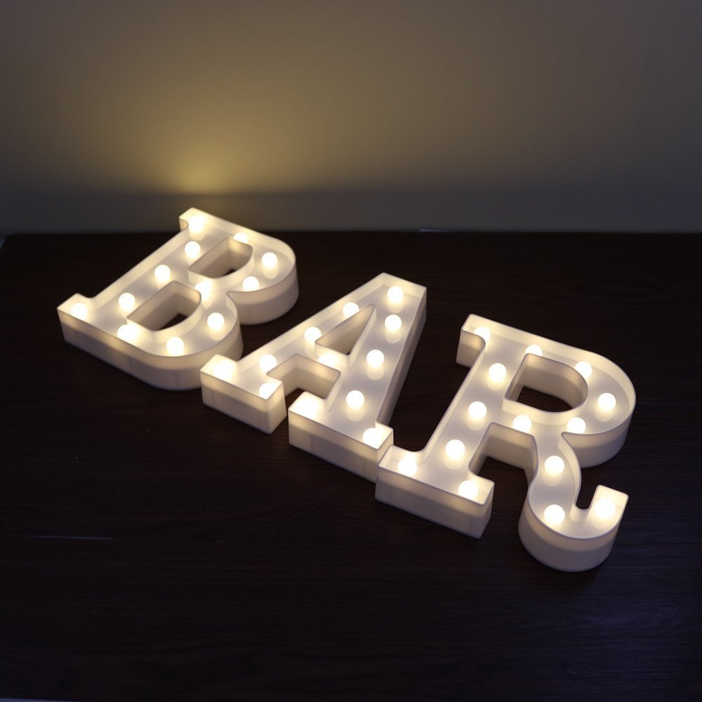 BAR - Illuminated Marquee Bar Sign - Lighted LED Marquee Word Sign - Pre-Lit Pub Sign Light Battery Operated (23.03-in x 8.66-in)