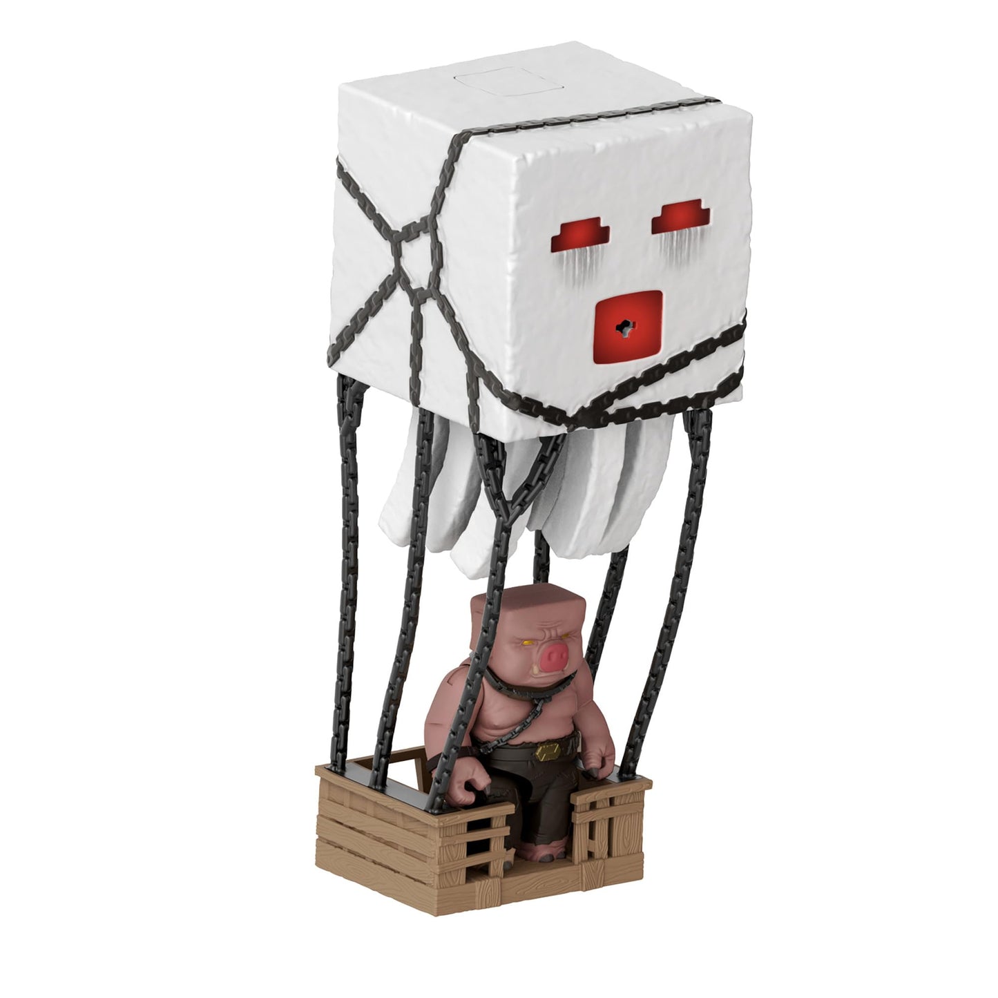 Mattel Minecraft Action Figure Set, Blast Attack Ghast with Lights, Sounds, Launcher & Projectile, Plus Piglin Warrior Inspired by the Movie, JFB69