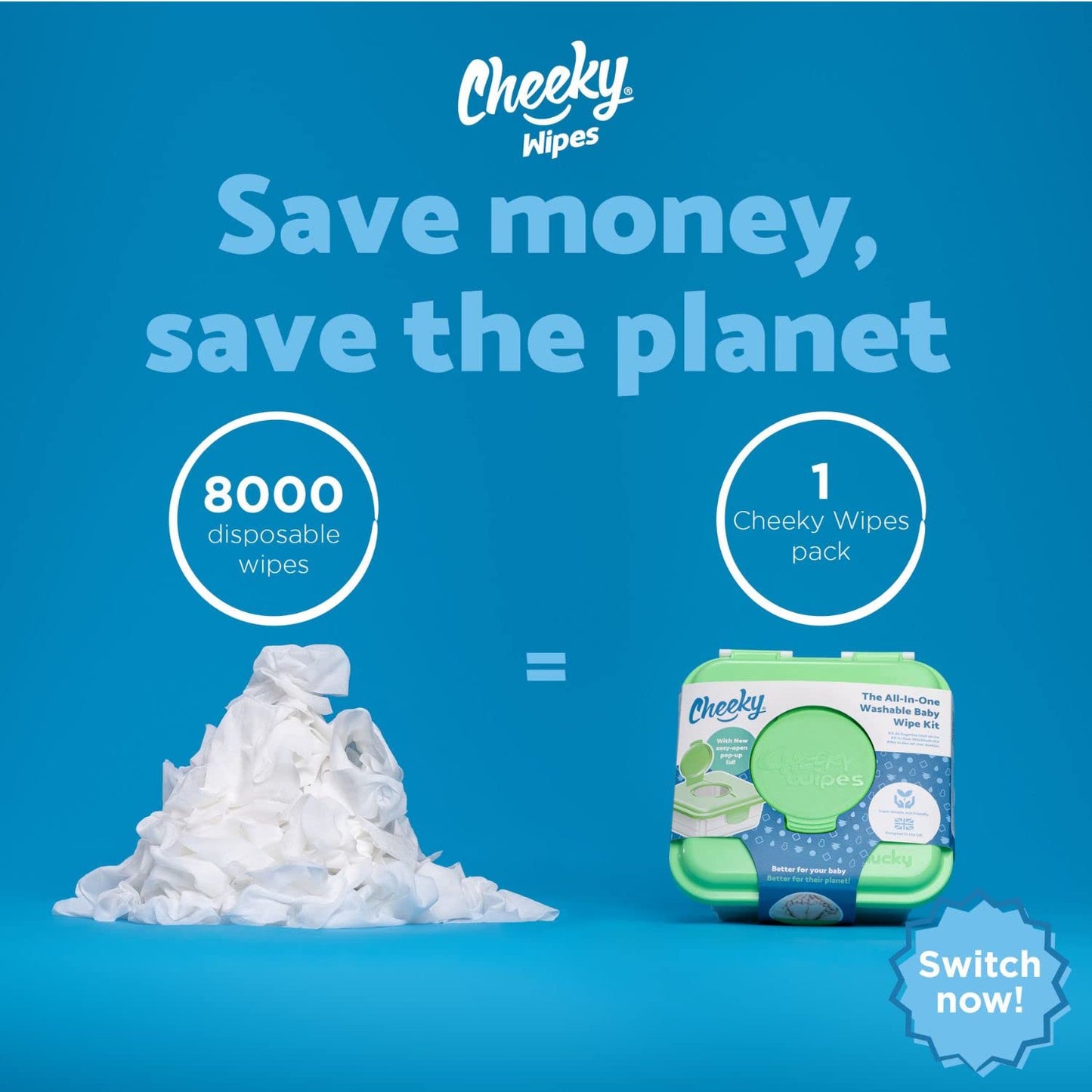 Cheeky Wipes - 25 Washable RAINBOW Cotton Terry Cloth Wipes, 15x15cm Reusable Towelling Wipes, Extra Soft & Perfect for Cleansing Baby's Hands and Face | Eco Friendly
